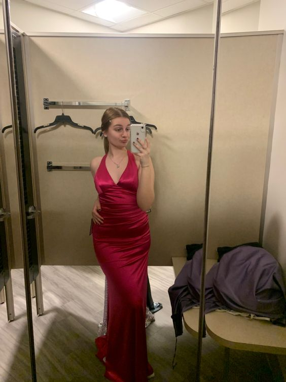 Robe de soirée longue style sirène à col en V J4188