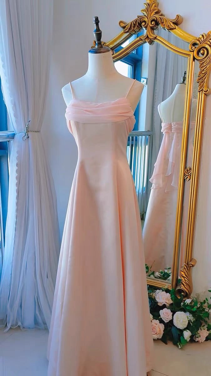 Robe de bal longue rose coupe trapèze, robe de soirée formelle J3201