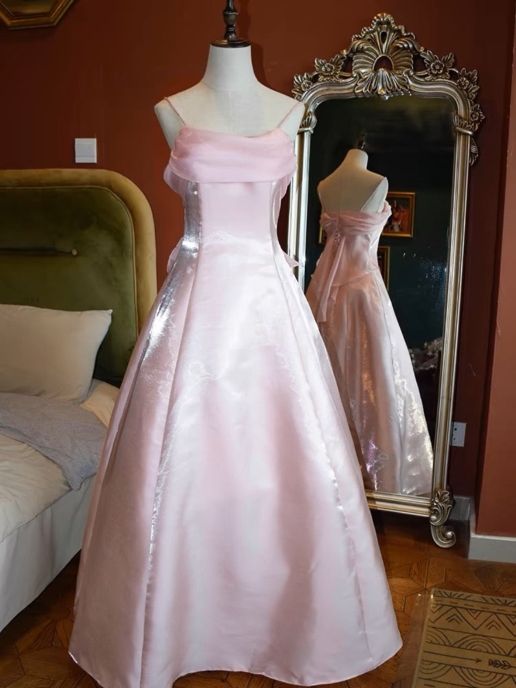 Robe de bal longue rose coupe trapèze, robe de soirée formelle J3203