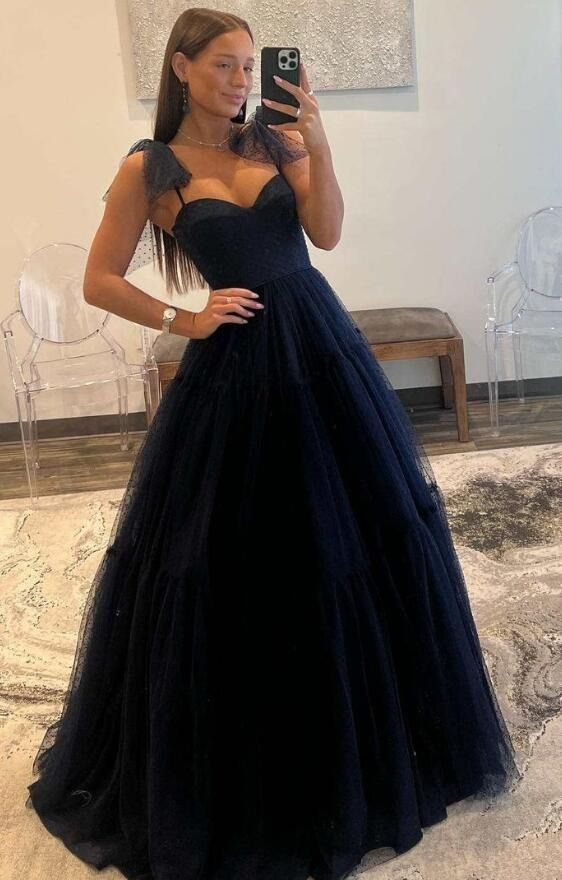 Robe de bal longue trapèze en tulle à décolleté en cœur, tenue de soirée formelle J4274