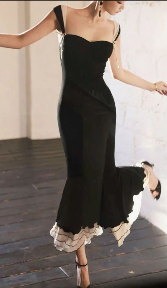 Robe de bal longue noire style sirène, jolie robe de soirée J4314