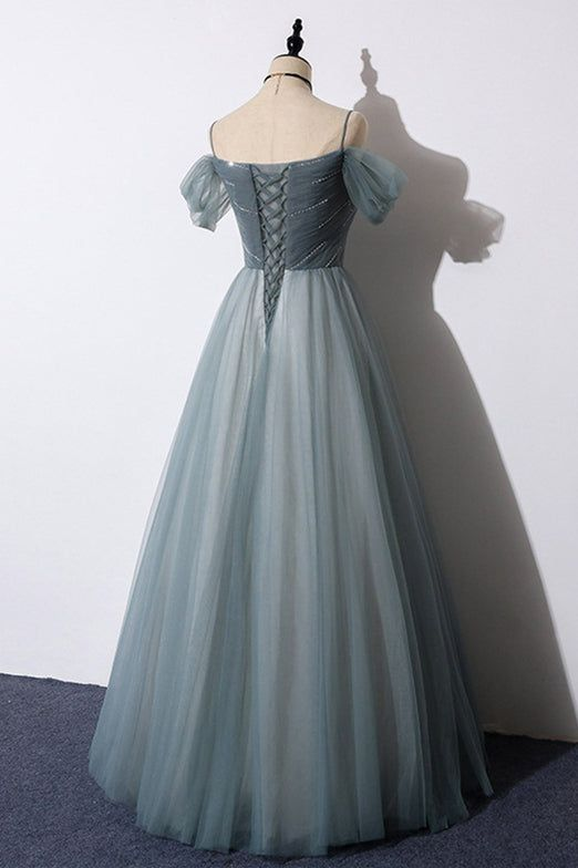 Robe de bal longue en tulle à épaules dénudées, robe de soirée formelle J4370