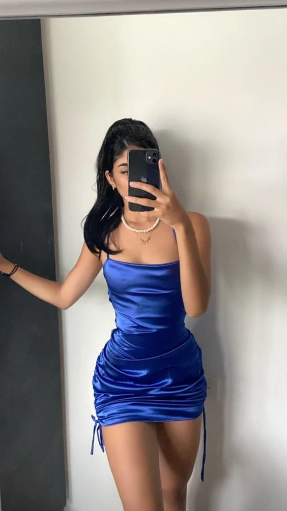 Robe de soirée courte fourreau bleu roi J4504