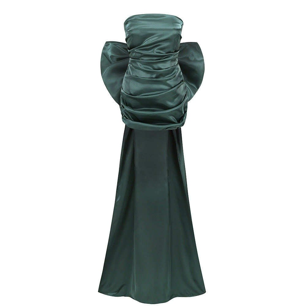 Strapless Dark Green Short Prom Dress With Bow-Knot J4578