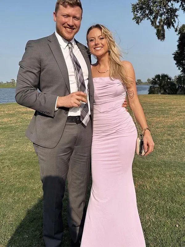 Robe de soirée longue sirène rose J4618