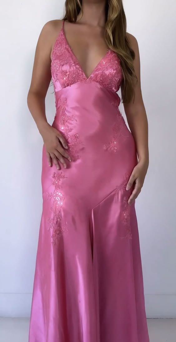 open lace back dress Nox Anabel D1760 Plunging V-Neckline Sequined Applique Prom Gown –  DiscountDressShop main image 0
