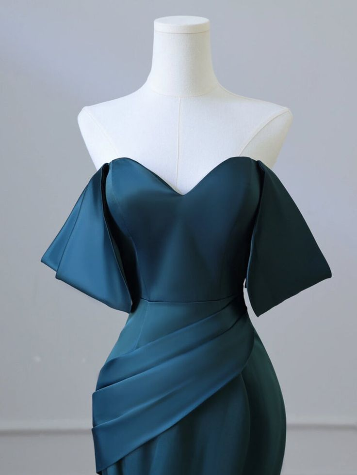 Robe de bal longue en satin à épaules dénudées, robe de soirée sirène J4285