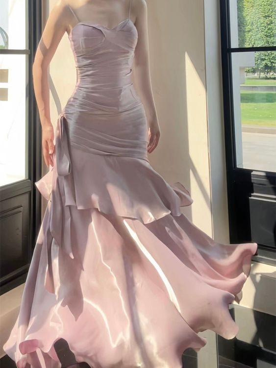 Robe de bal longue sirène rose, robe de soirée formelle J4962