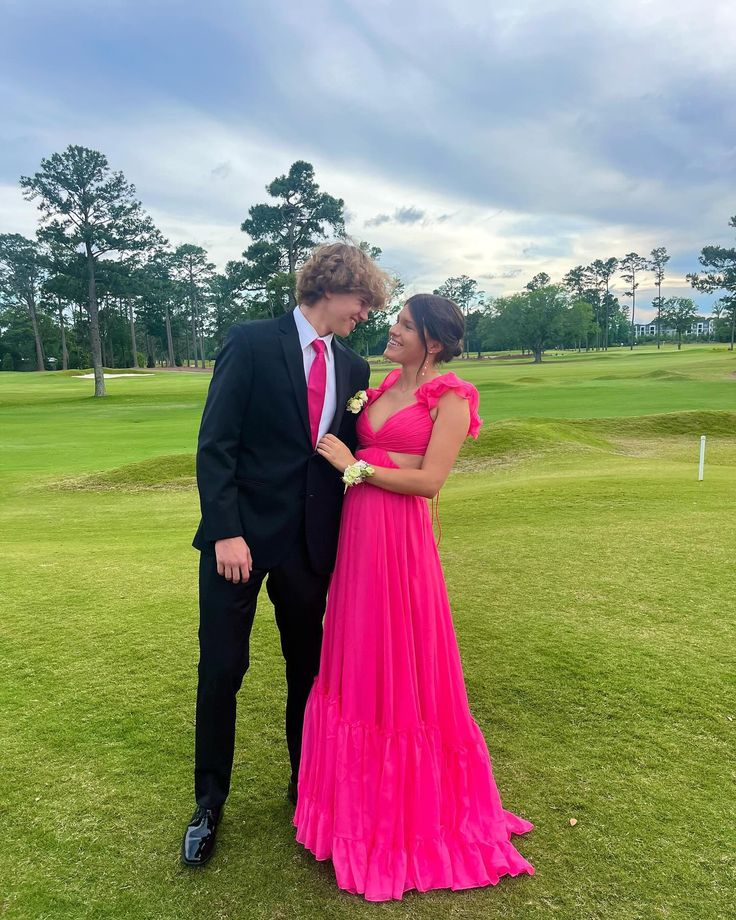 Robe de bal longue rose trapèze en mousseline de soie, robe d'invitée de mariage J5395