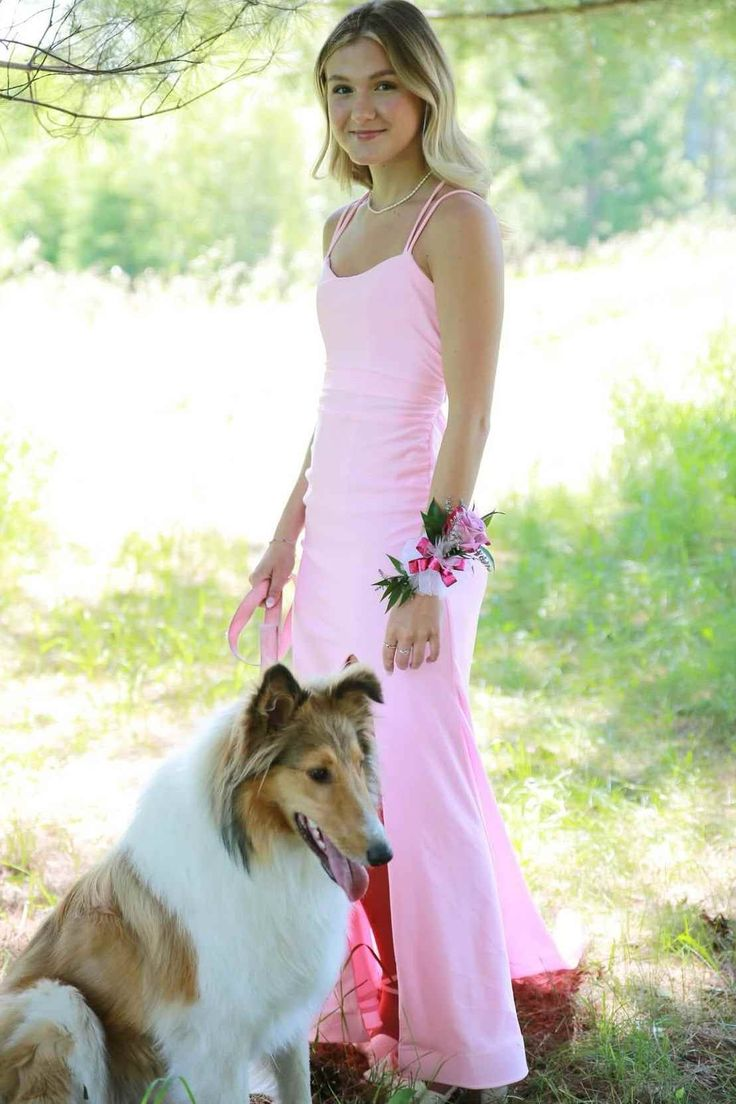Meerjungfrau Rosa Langes Ballkleid Satin Abendkleid J5396