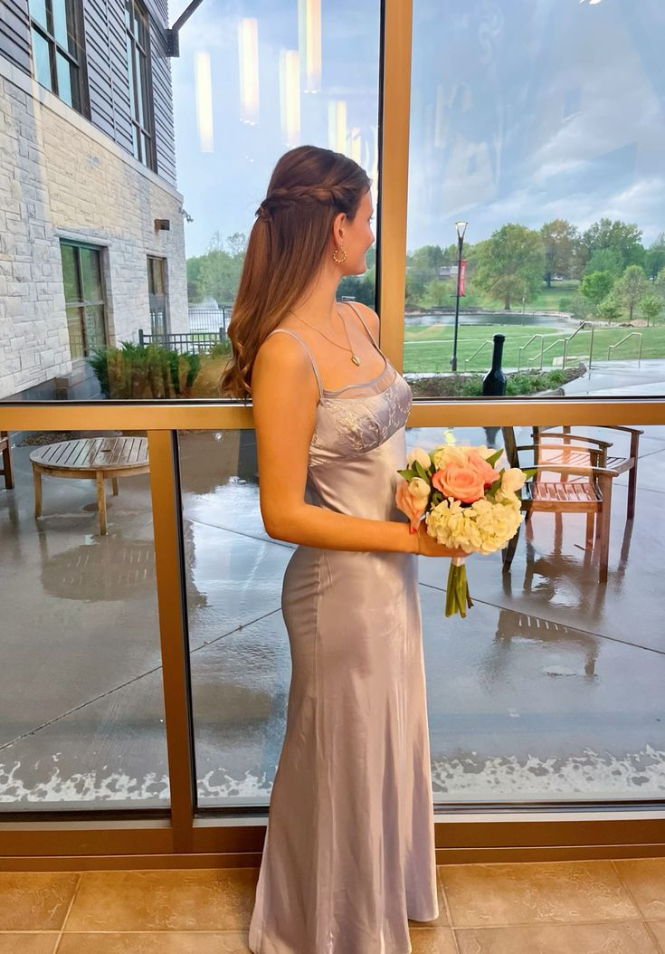 Spaghettiträger Meerjungfrau Langes Ballkleid Satin Abendkleid J5399
