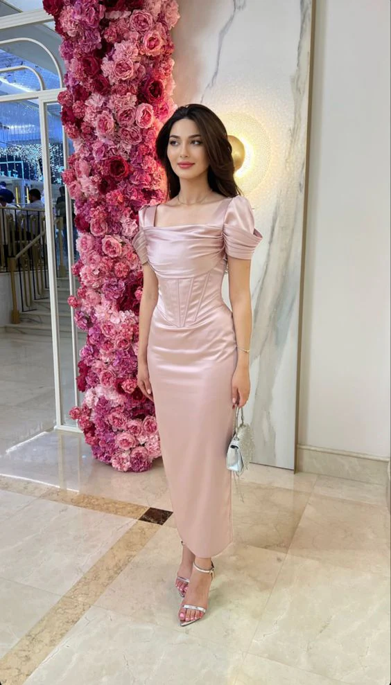 Rosa Lange Ballkleider Sexy Abendkleid J5426