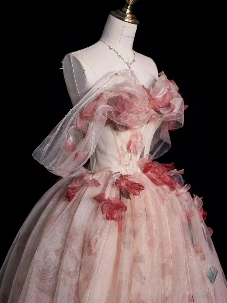 Schulterfreies A-Linien-Ballkleid aus Tüll, formelles Kleid J5447