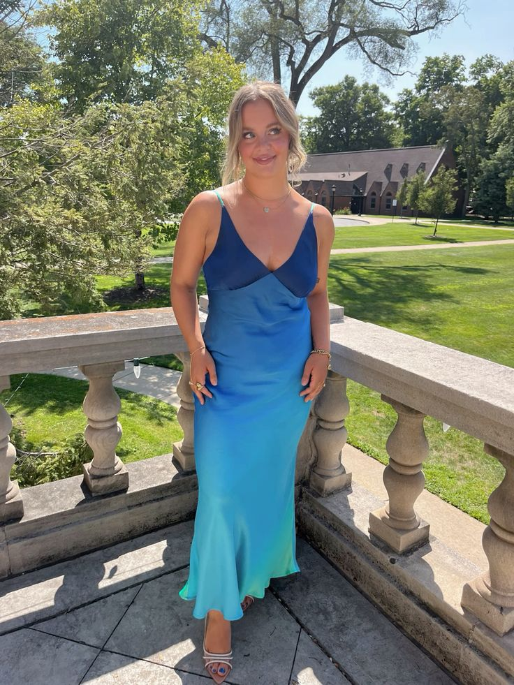 Meerjungfrau Blau Farbverlauf Langes Ballkleid Formelles Partykleid J5519