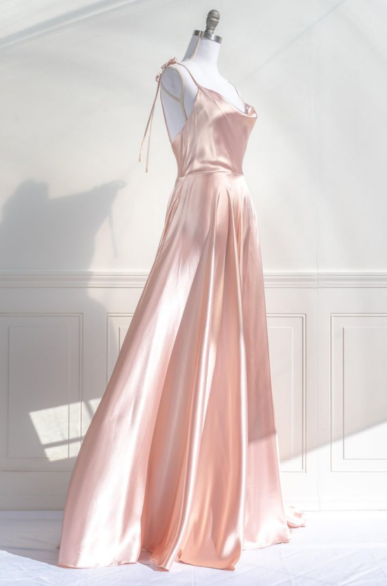Robe de bal longue rose coupe trapèze, robe de soirée de remise de diplôme, J5645