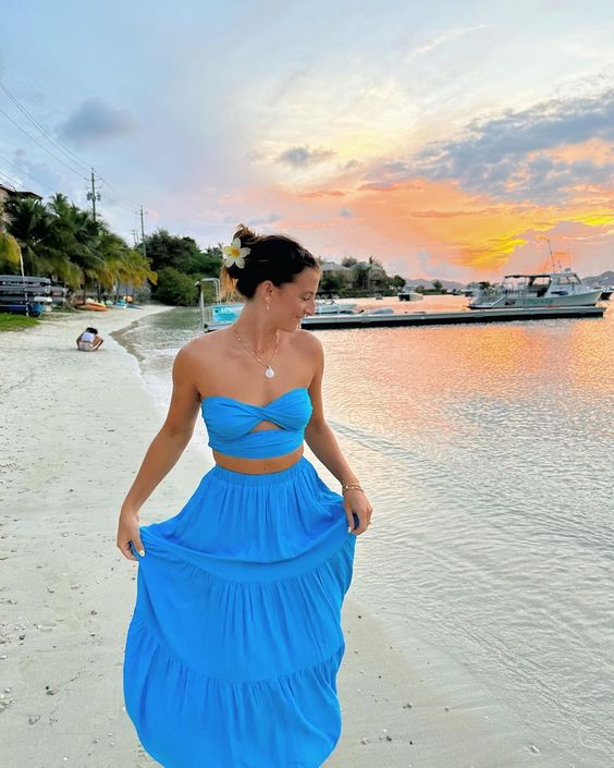 Trägerloses blaues langes Ballkleid mit Herzausschnitt, formelles Kleid J5844