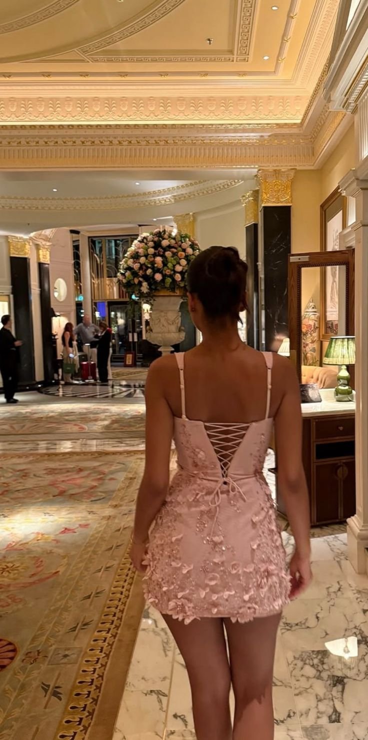 Sheath Pink Short Birthday Dress Applique Homecoming Graduation Dress J6707