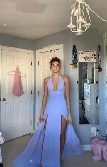 Deep V Neck Sexy Long Prom Dress Slit Formal Evening Dress J8671
