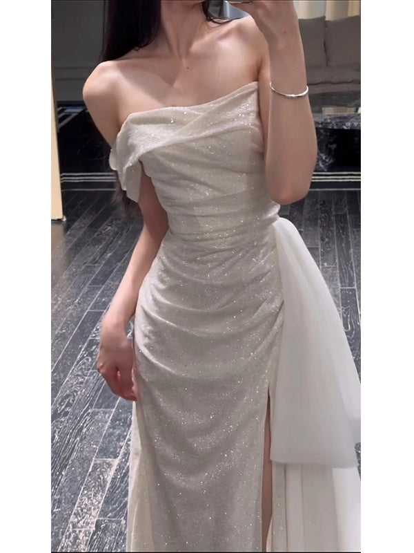 Robe de soirée longue sirène scintillante avec fente J8681