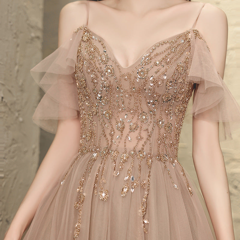 A Line Beading Long Prom Dress Fairy Tulle Evening Dress 102 - JulyProm