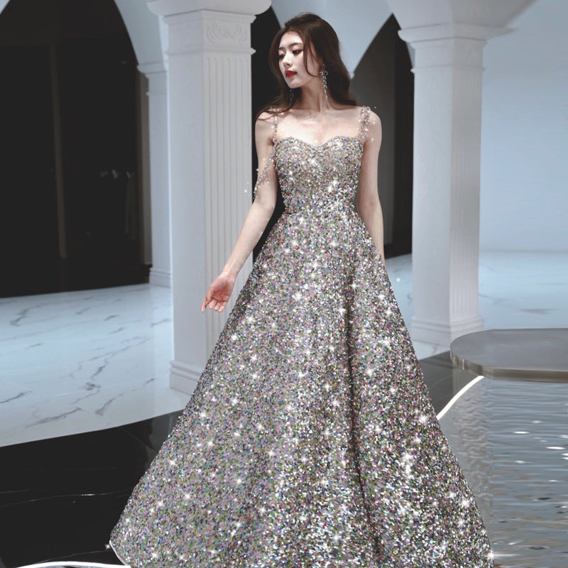 Silver Sequin Long Evening Dress Sparkly Prom Dress 53 - JulyProm