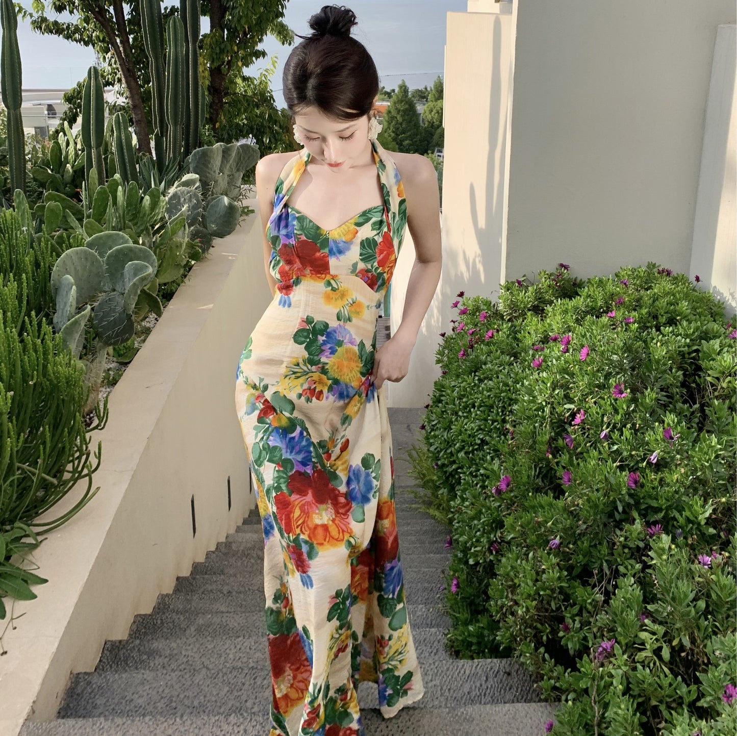 Backless Halter Neck Dress Vintage Long Dress 27 - JulyProm