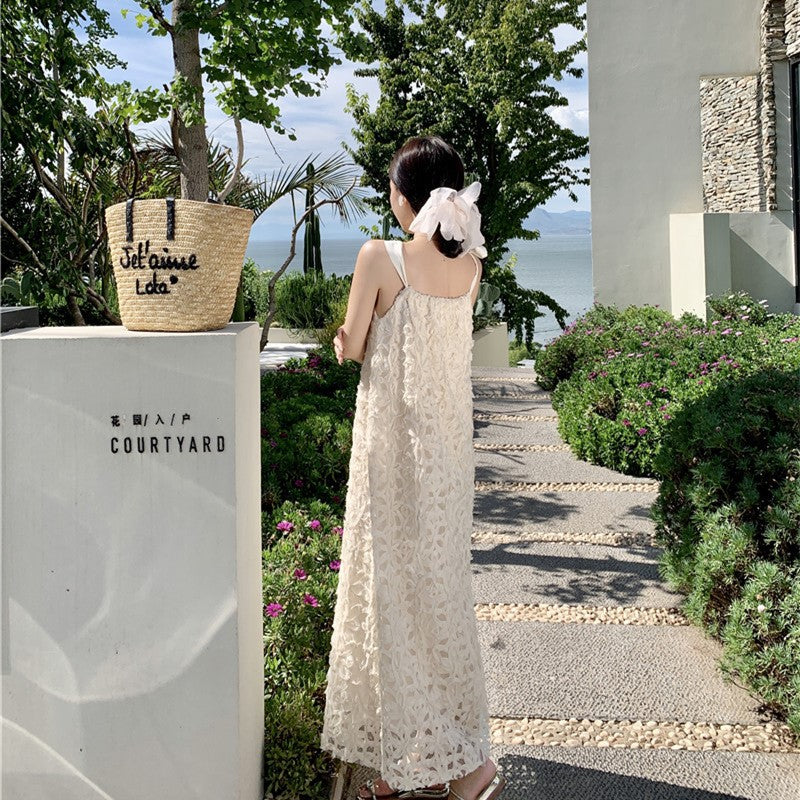 Women Lace Dress Beige Beach Dress French Style Dress 25 - JulyProm