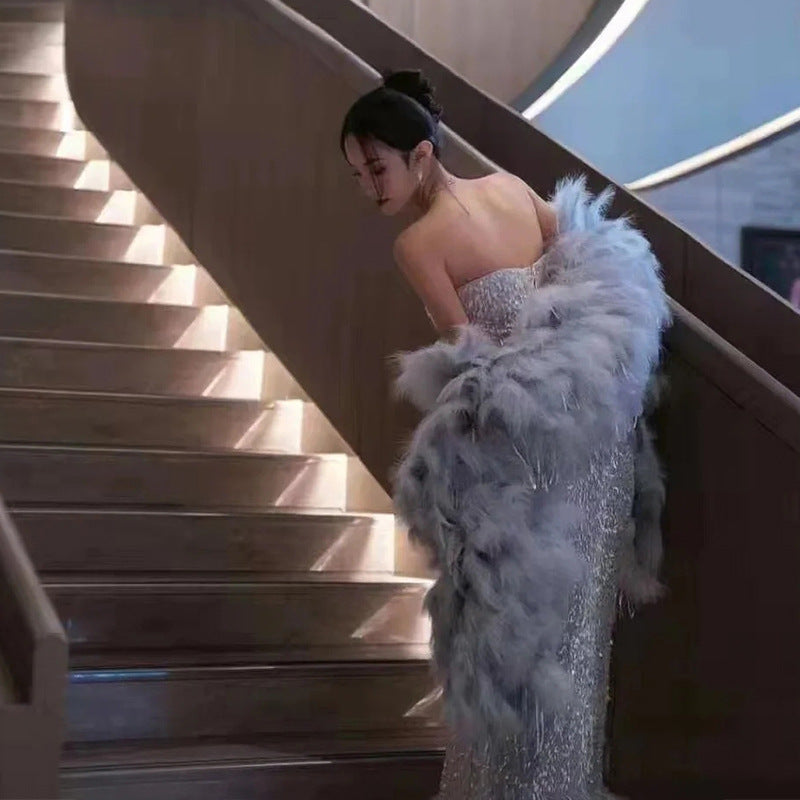 Gray Mermaid Evening Dress Sequins Long Prom Dress 50 - JulyProm