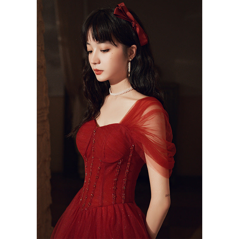 Black Off Shoulder Long Prom Dress A Line Long Evening Dress 84 - JulyProm