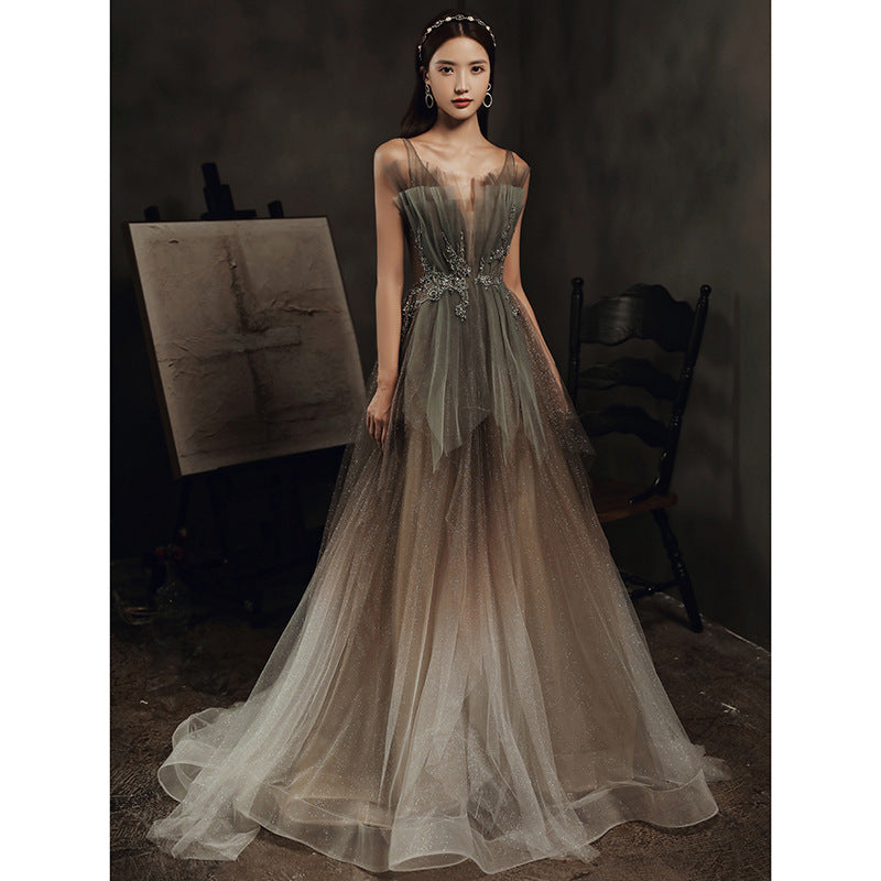 Gradient Tulle Prom Dress Sparkly Long Evening Dress Birthday Party Dress 79 - JulyProm