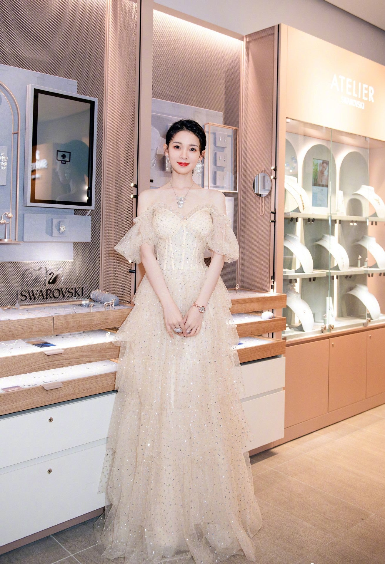 Off Shoulder Sequins Prom Dress Tulle Formal Evening Dress 91 - JulyProm