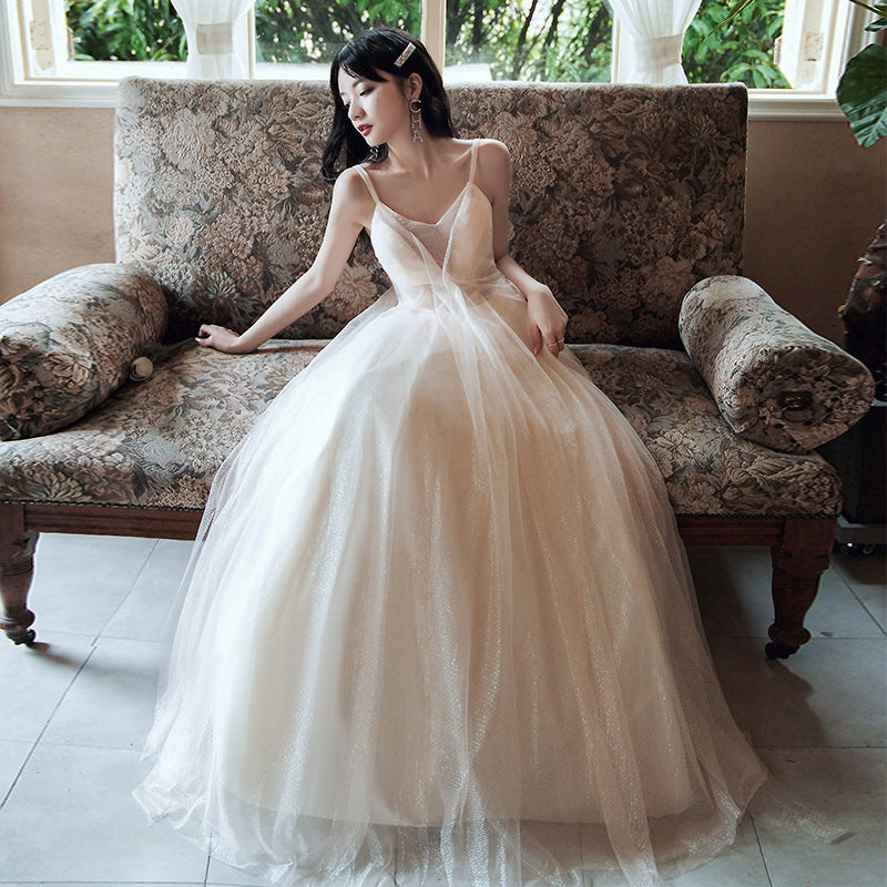 Gray Gradient Tulle Spaghetti Strap Prom Dress Backless Long Evening Dress 52 - JulyProm