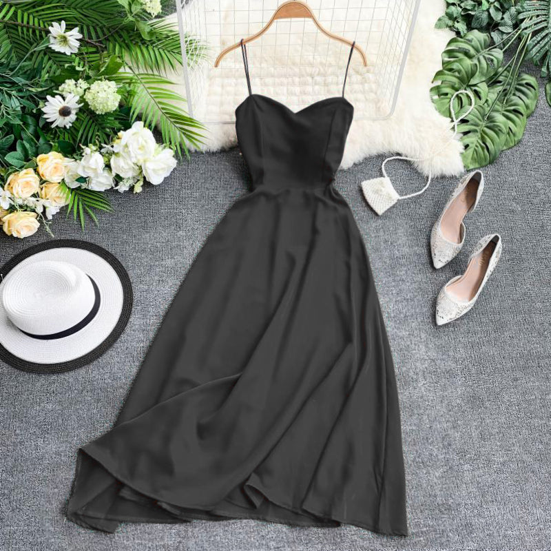 Spaghetti Strap Backless Tie Seaside Beach Midi Dress 251 - JulyProm