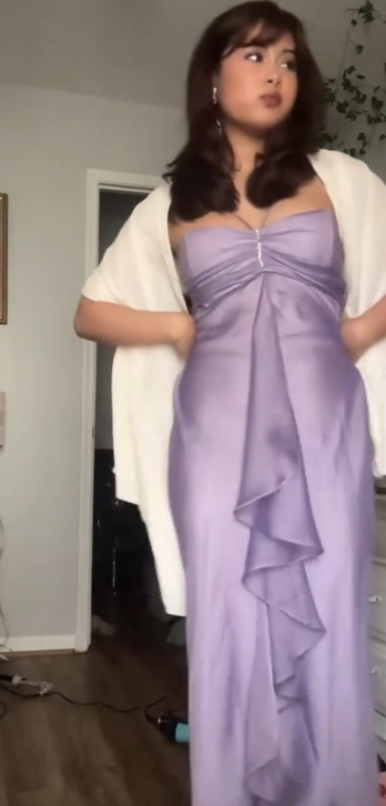 Lavendelfarbenes A-Linien-Ballkleid mit Rüschen, formelles Abendkleid J7562