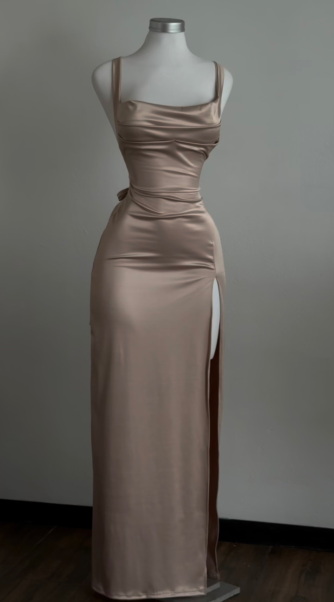 Satin Long Prom Dress Sexy Evening Dress With Slit J8596