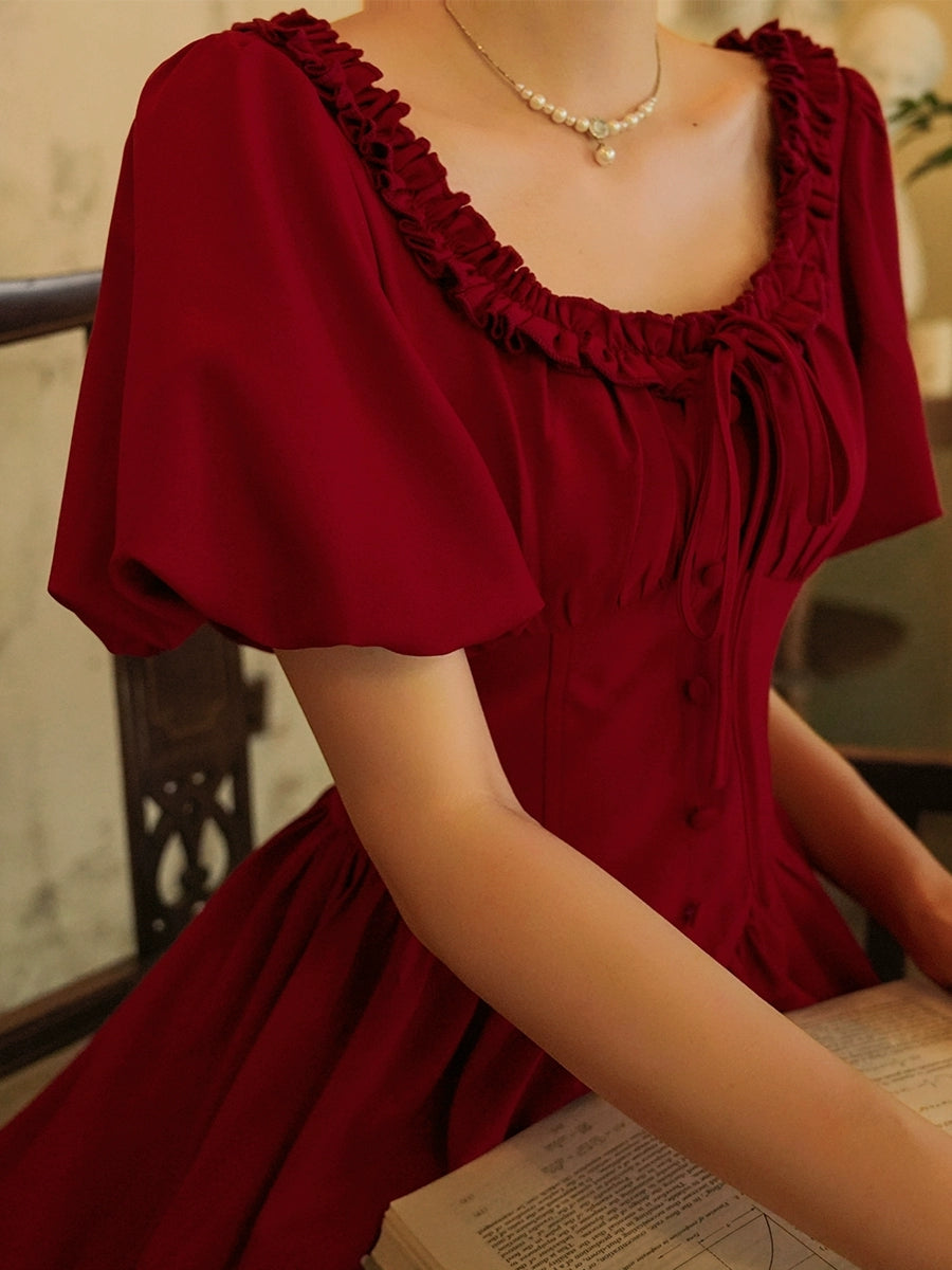 Burgundy Retro A Line Prom Dress Formal Evening Dress J8619