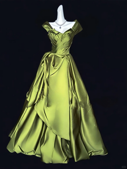 A Line Green Long Prom Dress Vintage Evening Gowns J8648