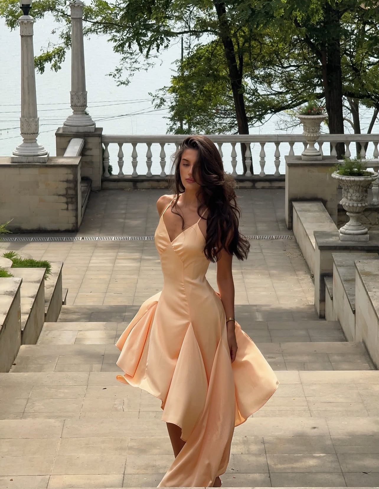Spaghetti Straps A Line Satin Prom Dress Date Night Dress J7406