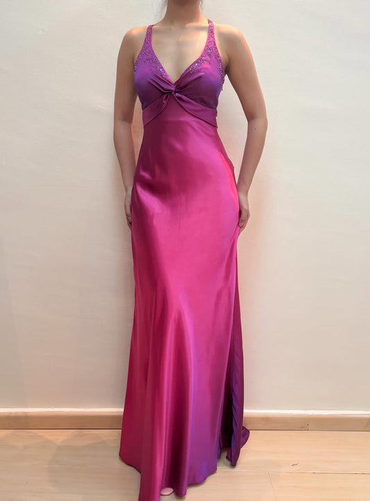 Perlenbesetztes, langes Ballkleid mit V-Ausschnitt, rückenfreies, formelles Partykleid J8571