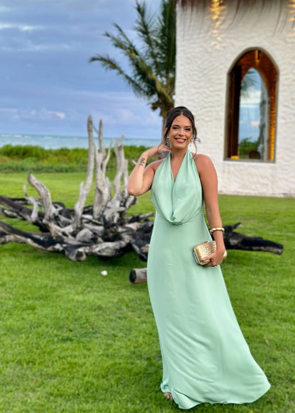 Neckholder-Kleid für Hochzeitsgäste, rückenfrei, sexy, formelles Partykleid J7154