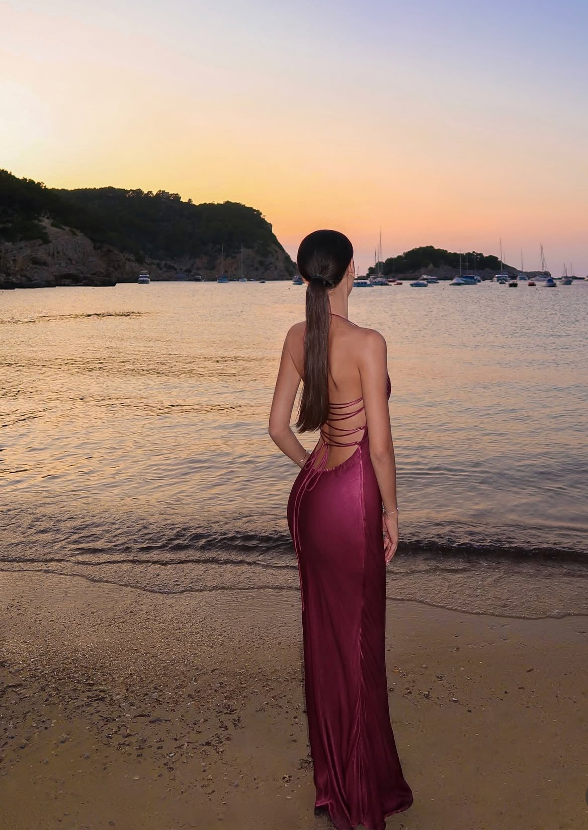 Backless Satin Evening Dress Mermaid Long Prom Dress J7946