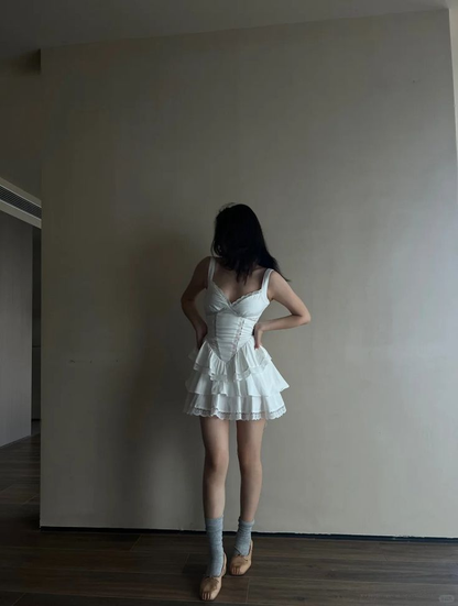 White Strapless Lace Mini Birthday Party Homecoming Dress J7428