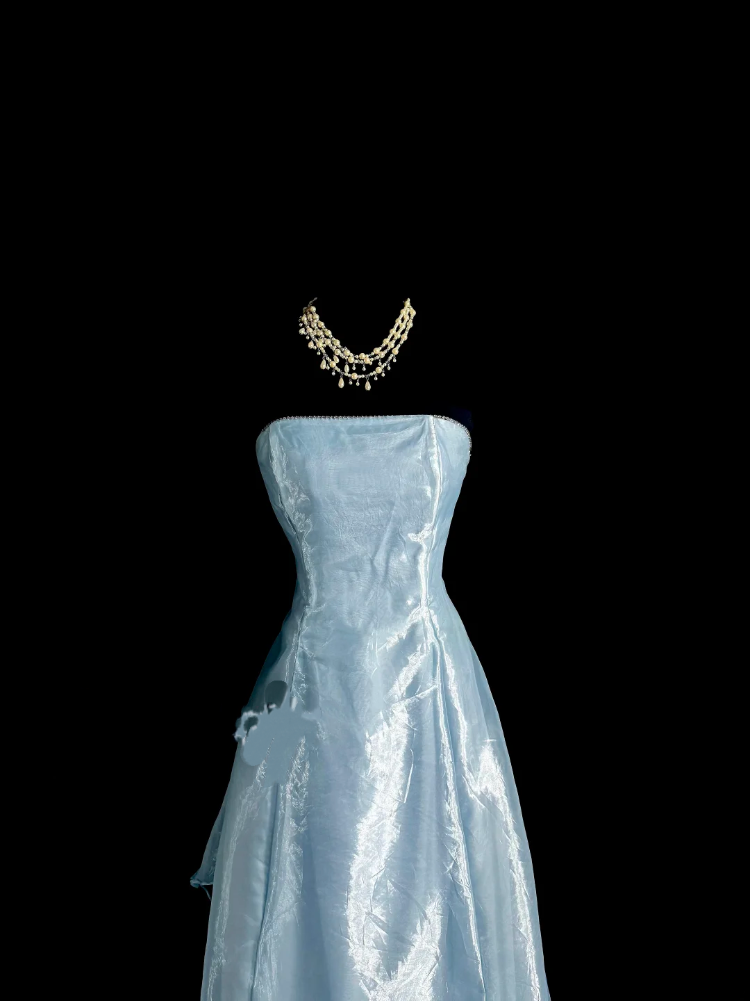 Strapless A Line Blue Long Prom Dress Vintage Graduation Dress J8040