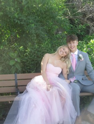 Robe de soirée longue bustier en tulle rose, coupe trapèze, J8259