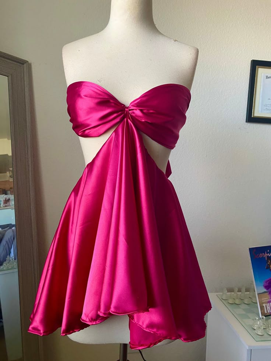 A Line Satin Homecoming Dress Simple Short Prom Dress J6710