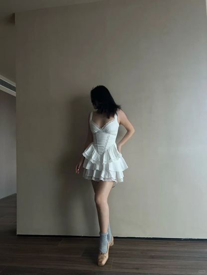 White Strapless Lace Mini Birthday Party Homecoming Dress J7428