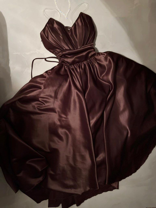 A Line Satin Long Prom Dress Simple Formal Party Gown J8116