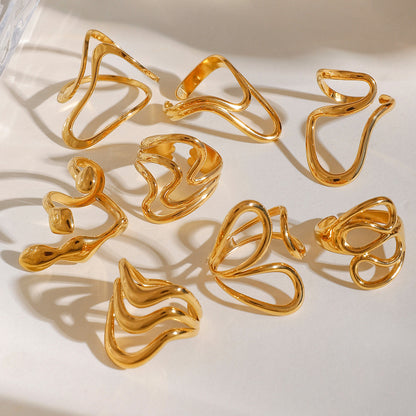 Bague ouverte en or creux à ligne irrégulière G12