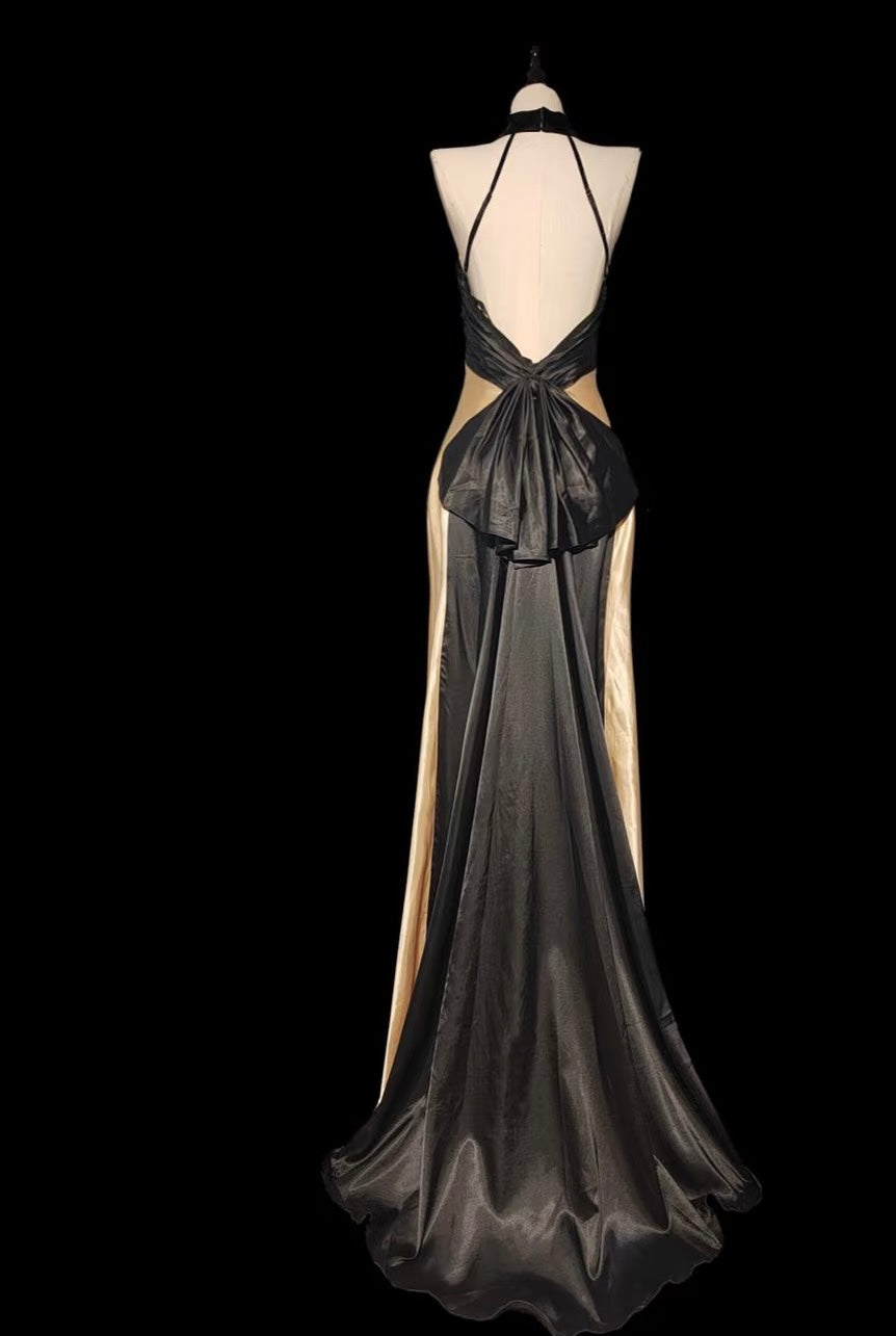 Rückenfreies Meerjungfrau-Abendkleid aus Satin, formelles Ballkleid J7320