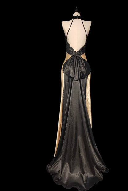 Rückenfreies Meerjungfrau-Abendkleid aus Satin, formelles Ballkleid J7320